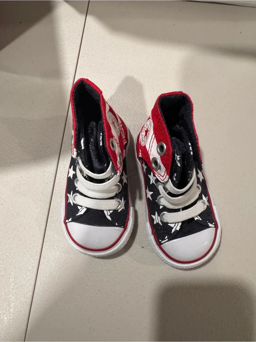 Converse Kids Red, White & Blue Star High Top Sneakers